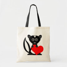 Mouffette mignonne de bande dessinée tenant le coe sacs fourre-tout