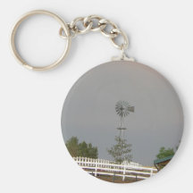 Moulin à vent et barrière blanche porte-clef