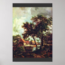 Moulin par Hobbema Meindert (la meilleure qualité) Posters