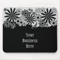 Mousepad floral pointillé noir et blanc