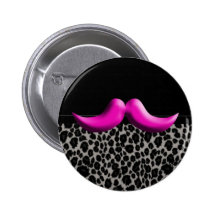 Moustache à la mode Girly de rose de poster de ani Badge