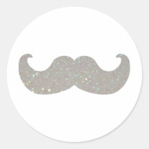 Moustache blanche de Bling (graphique de scintille Autocollants Ronds