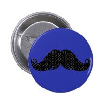 Moustache noire sur l'arrière - plan bleu pin's