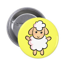 Moutons blancs mignons de bande dessinée avec l'om badges avec agrafe