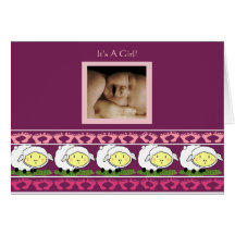Moutons d'Annoucement de bébé avec votre photo - Cartes De Vœux