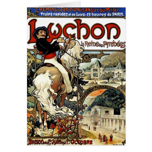 Mucha - Luchon - casino - art Nouveau Carte De Vœux