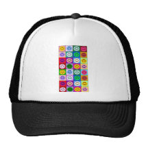 Multicolored Vierkanten Smiley Pet Met Netje