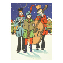 Musiciens vintages Caroling de Noël jouant la musi Faire-parts