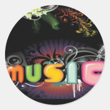 Musique couleurs autocollant rond