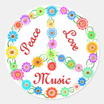 Musique d'amour de paix autocollant