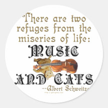 Musique et chats autocollant rond