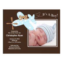 Naissance bleue Annoucement de bébé d'avion Bristols