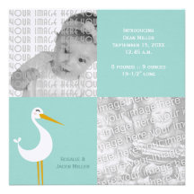 Naissance de cigogne invitations personnalisées