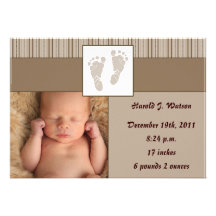 Naissance d'empreintes de pas de bébé - Brown Carton D'invitation