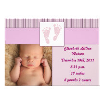 Naissance d'empreintes de pas de bébé - rose cartons d'invitation