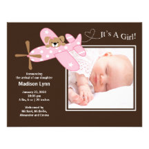 Naissance rose Annoucement de bébé d'avion Bristol Personnalisé