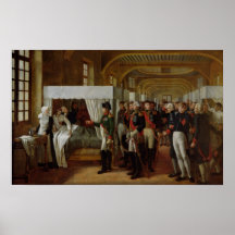 Napoleon die het Ziekenhuis van Invalides bezoeken Print