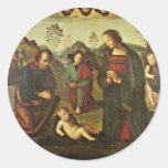 Nativité Tondo par Perugino Pietro (la meilleure q Adhésifs Ronds