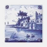 Nederlandse traditionele blauwe tegel koelkast magneetje