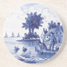 Nederlandse traditionele blauwe tegel onderzetter voor drinken