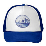 Nederlandse traditionele blauwe tegel petten met netje