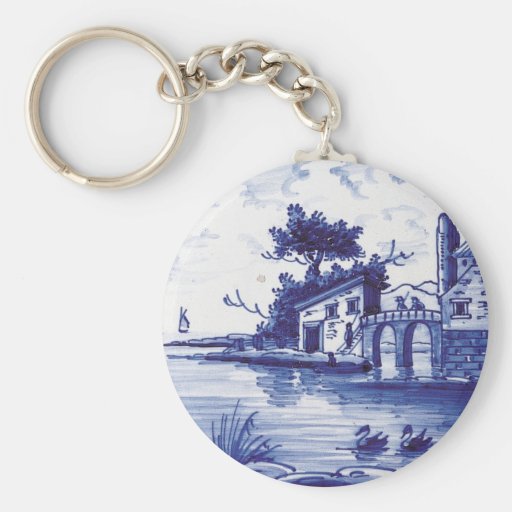 Nederlandse traditionele blauwe tegel sleutelhangers