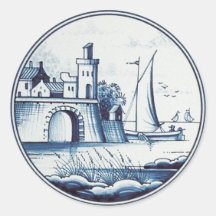 Nederlandse traditionele blauwe tegel sticker