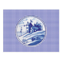 Nederlandse traditionele blauwe tegel wens kaart