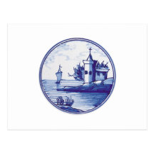 Nederlandse traditionele blauwe tegel wens kaart