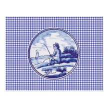Nederlandse traditionele blauwe tegel wens kaart