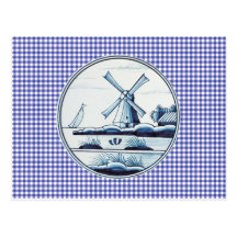 Nederlandse traditionele blauwe tegel wens kaart