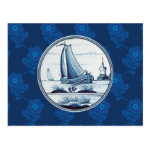 Nederlandse traditionele blauwe tegel wens kaart