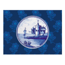 Nederlandse traditionele blauwe tegel wens kaarten