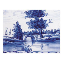 Nederlandse traditionele blauwe tegel wenskaart