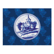 Nederlandse traditionele blauwe tegel wenskaart