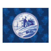 Nederlandse traditionele blauwe tegel wenskaart