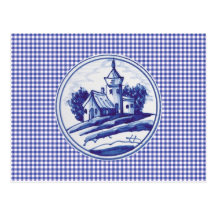 Nederlandse traditionele blauwe tegel wenskaart
