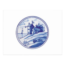Nederlandse traditionele blauwe tegel wenskaarten
