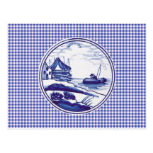 Nederlandse traditionele blauwe tegel wenskaarten