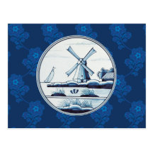 Nederlandse traditionele blauwe tegel wenskaarten