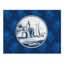 Nederlandse traditionele blauwe tegel wenskaarten