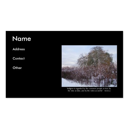 Neige, bambou et arbres avec la citation de Sénèqu Modèle De Carte De Visite
