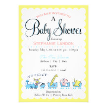 Neutrale Dierlijke Trein | Retro Baby shower Persoonlijke Aankondiging