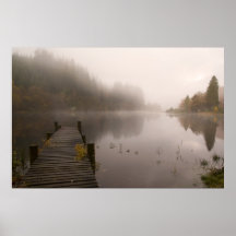 Nevelige Loch Ard, Schotland - druk Afdruk