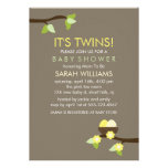Nid d'oiseau et baby shower jumeau de fleurs faire-parts