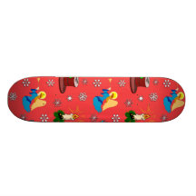 Noël - chapeaux blancs de cygnes et d'agrostide té skateboards personnalisés
