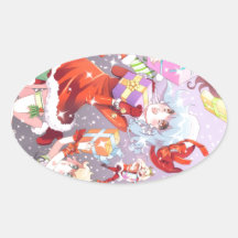 Noël de Kawaii Sticker Ovale