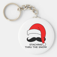 Noël de moustache - Staching par la neige Porte-clés