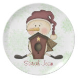 Noël fait sur commande de bonhomme de neige assiette pour soirée