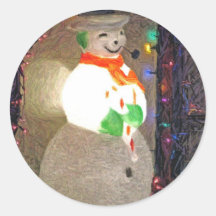 Noël heureux de bonhomme de neige - autocollant